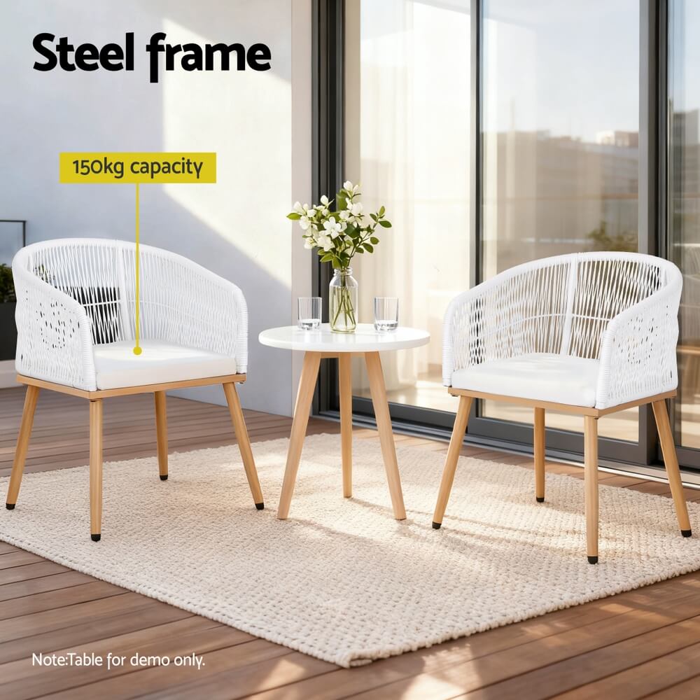 Hamilton | PE Wicker White Black Outdoor Dining Chairs | Set Of 2 | White