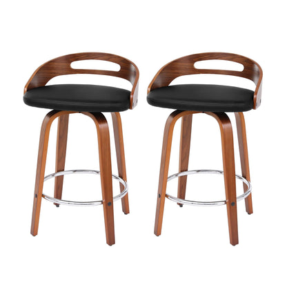 Hampshire | Low Back Black PU Leather Swivel Counter Bar Stools | Black