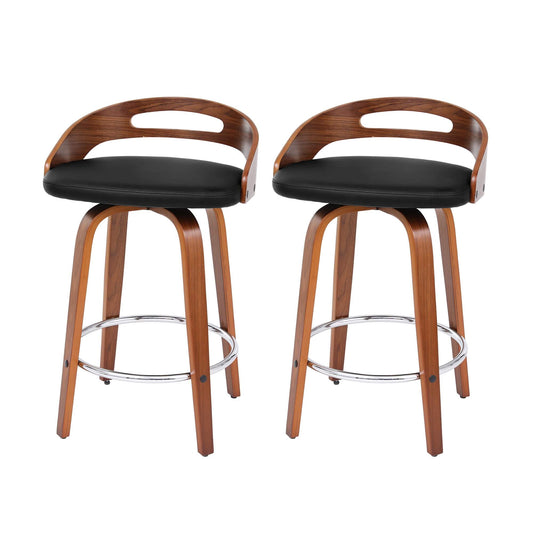 Hampshire | Low Back Black PU Leather Swivel Counter Bar Stools | Black