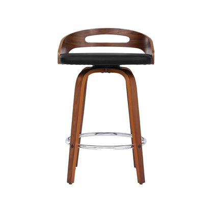 Hampshire | Low Back Black PU Leather Swivel Counter Bar Stools | Black