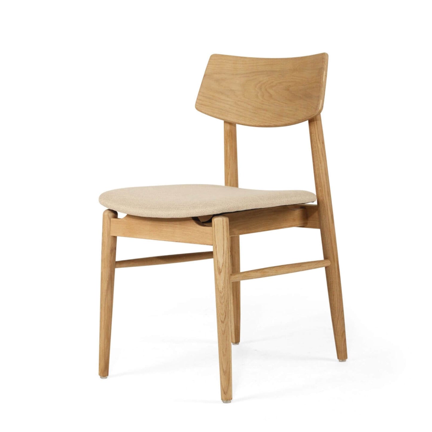 Hann | Scandinavian Coastal Fabric Natural Walnut Wooden Dining Chairs | Natural