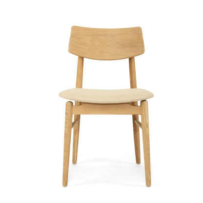 Hann | Scandinavian Coastal Fabric Natural Walnut Wooden Dining Chairs | Natural
