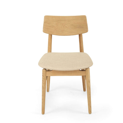 Hann | Scandinavian Coastal Fabric Natural Walnut Wooden Dining Chairs | Natural