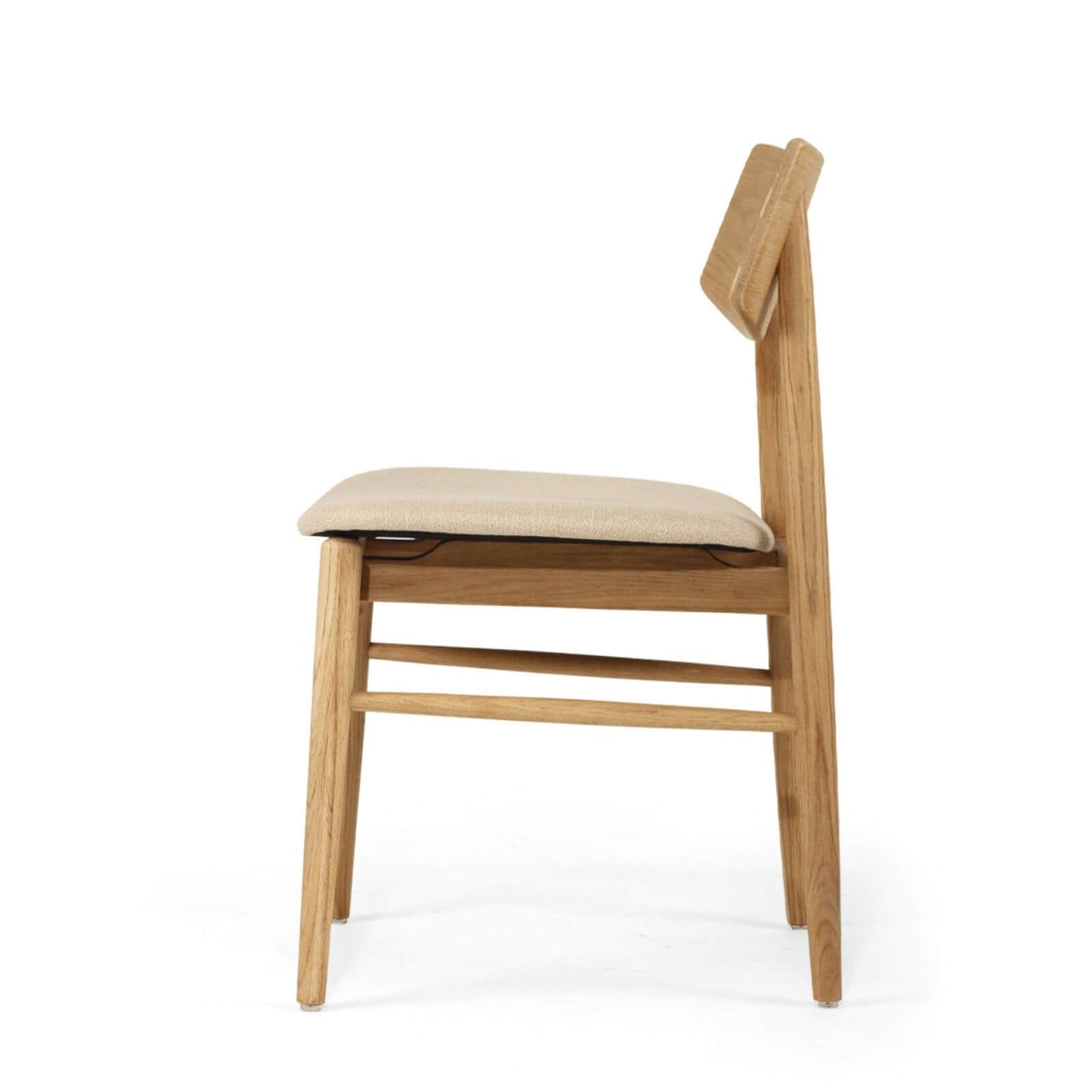 Hann | Scandinavian Coastal Fabric Natural Walnut Wooden Dining Chairs | Natural