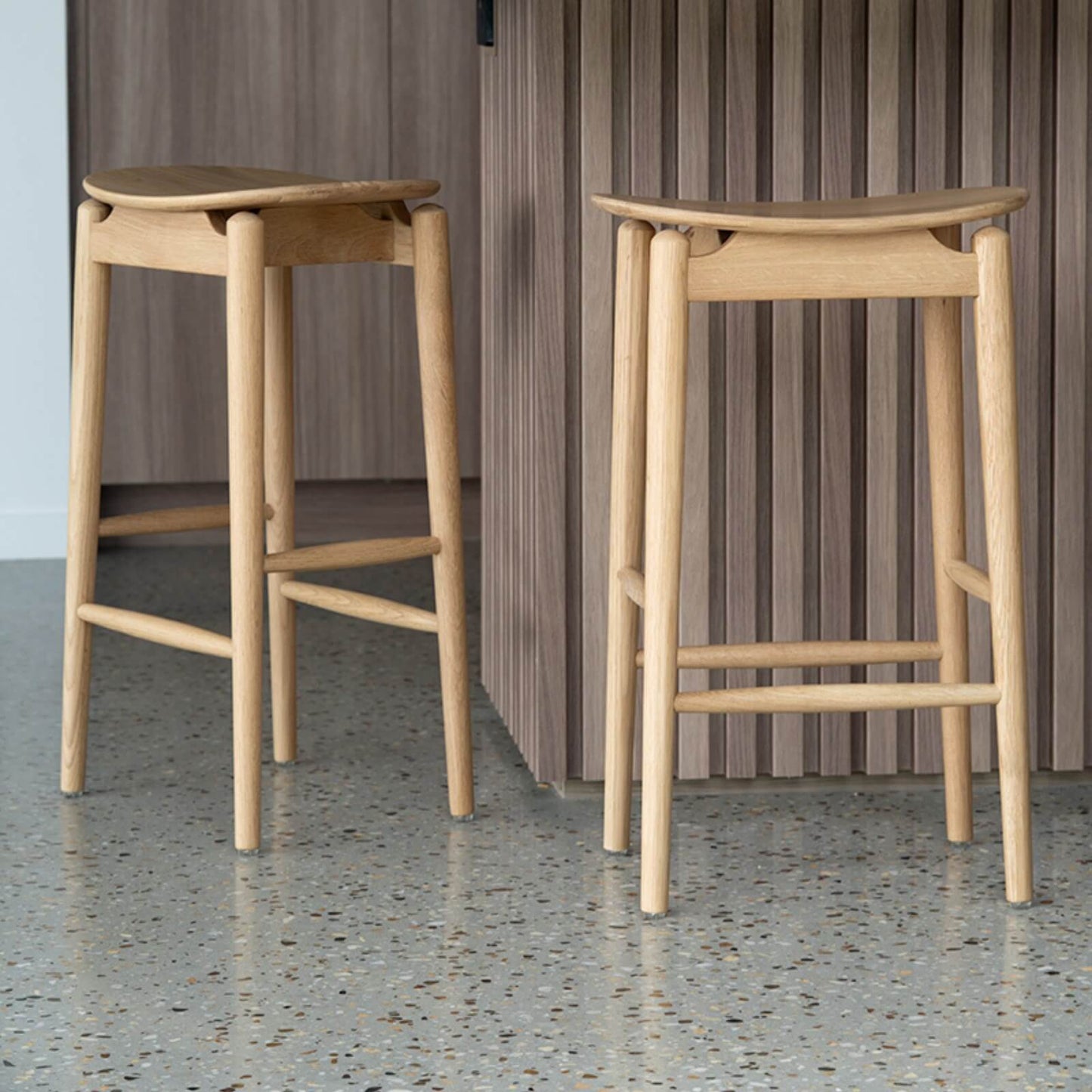Hann | Scandinavian Coastal Natural Wooden Backless Bar Stools | Natural