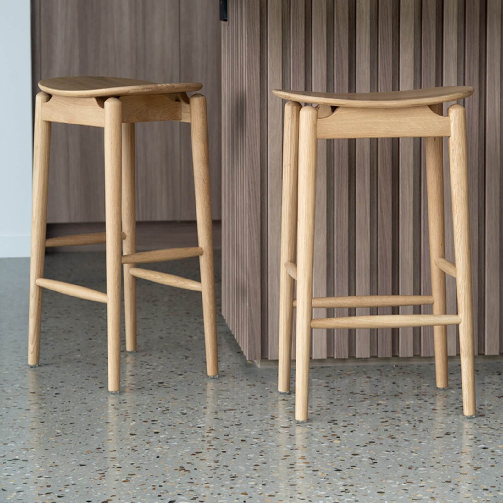 Hann | Scandinavian Coastal Natural Wooden Backless Bar Stools | Natural