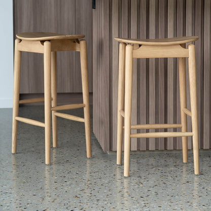 Hann | Scandinavian Coastal Natural Wooden Backless Bar Stools | Natural