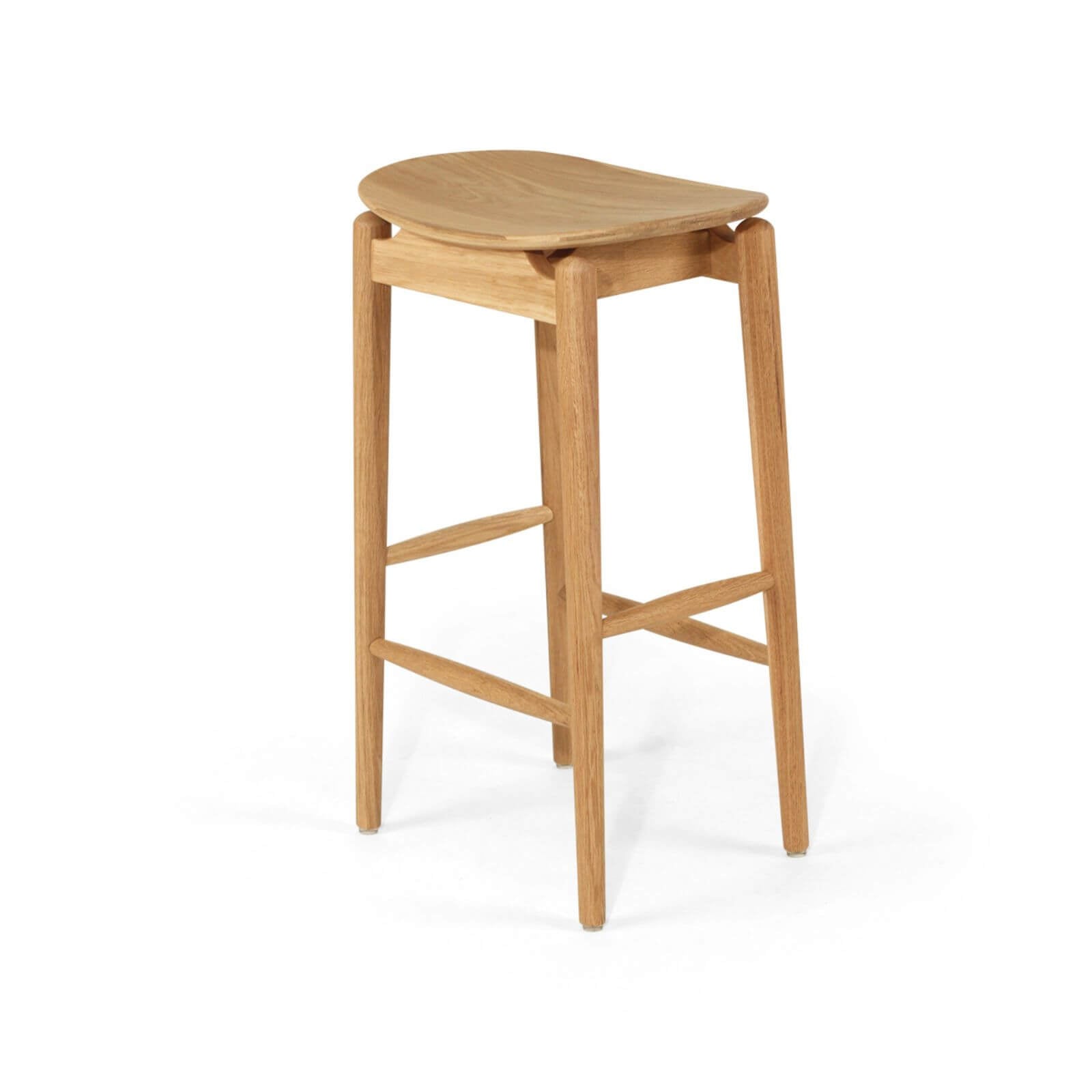 Hann | Scandinavian Coastal Natural Wooden Backless Bar Stools | Natural