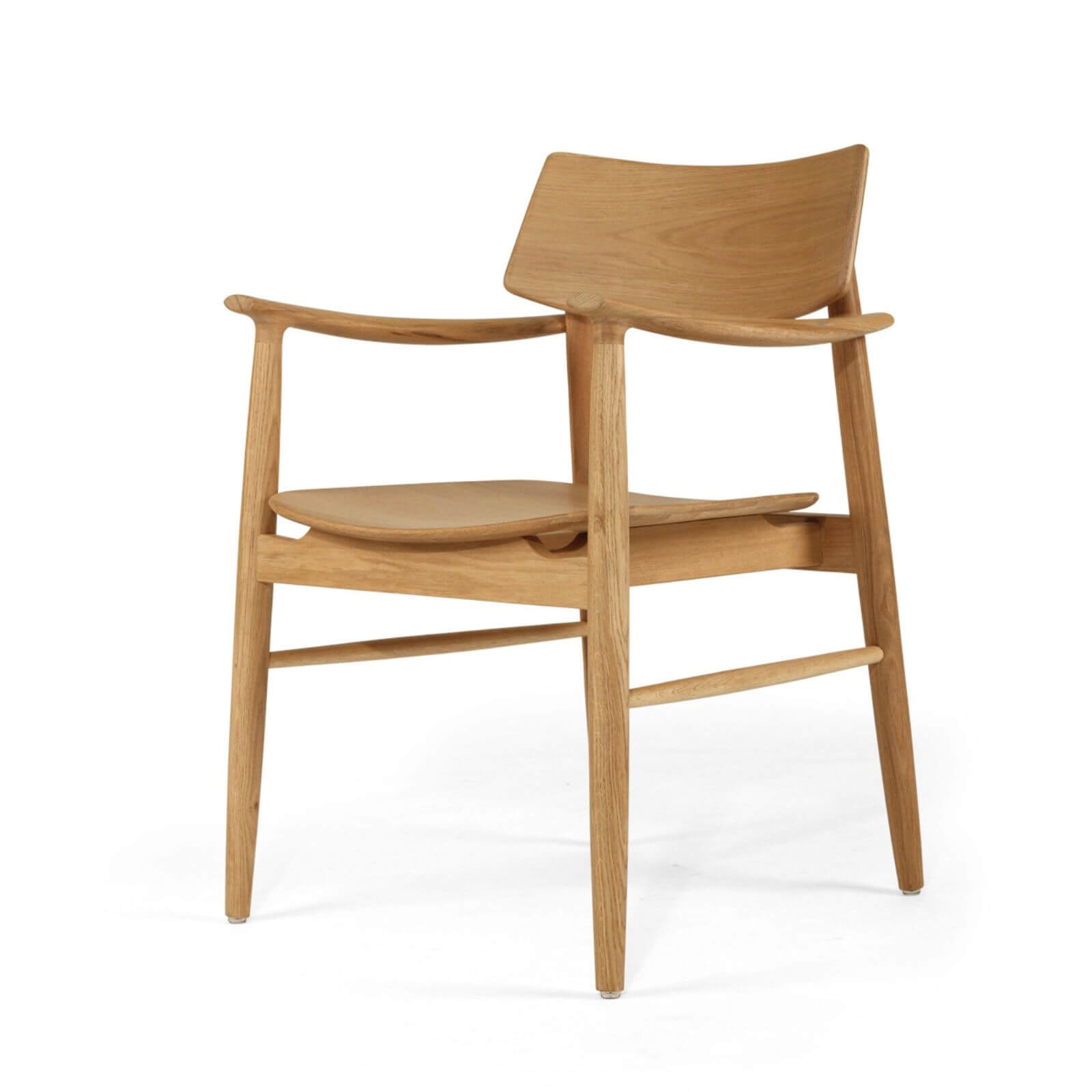 Hann | Scandinavian Coastal Natural Walnut Black Wooden Dining Chairs With Arms | Natural