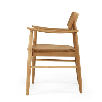 Hann | Scandinavian Coastal Natural Walnut Black Wooden Dining Chairs With Arms | Natural