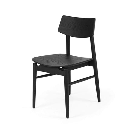 Hann | Scandinavian Coastal Natural Walnut Black Wooden Dining Chairs | Black