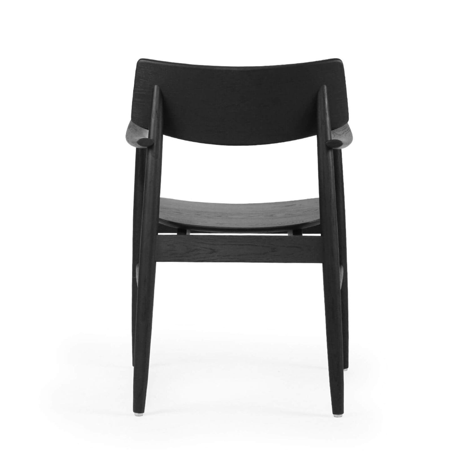 Hann | Scandinavian Coastal Natural Walnut Black Wooden Dining Chairs With Arms | Black