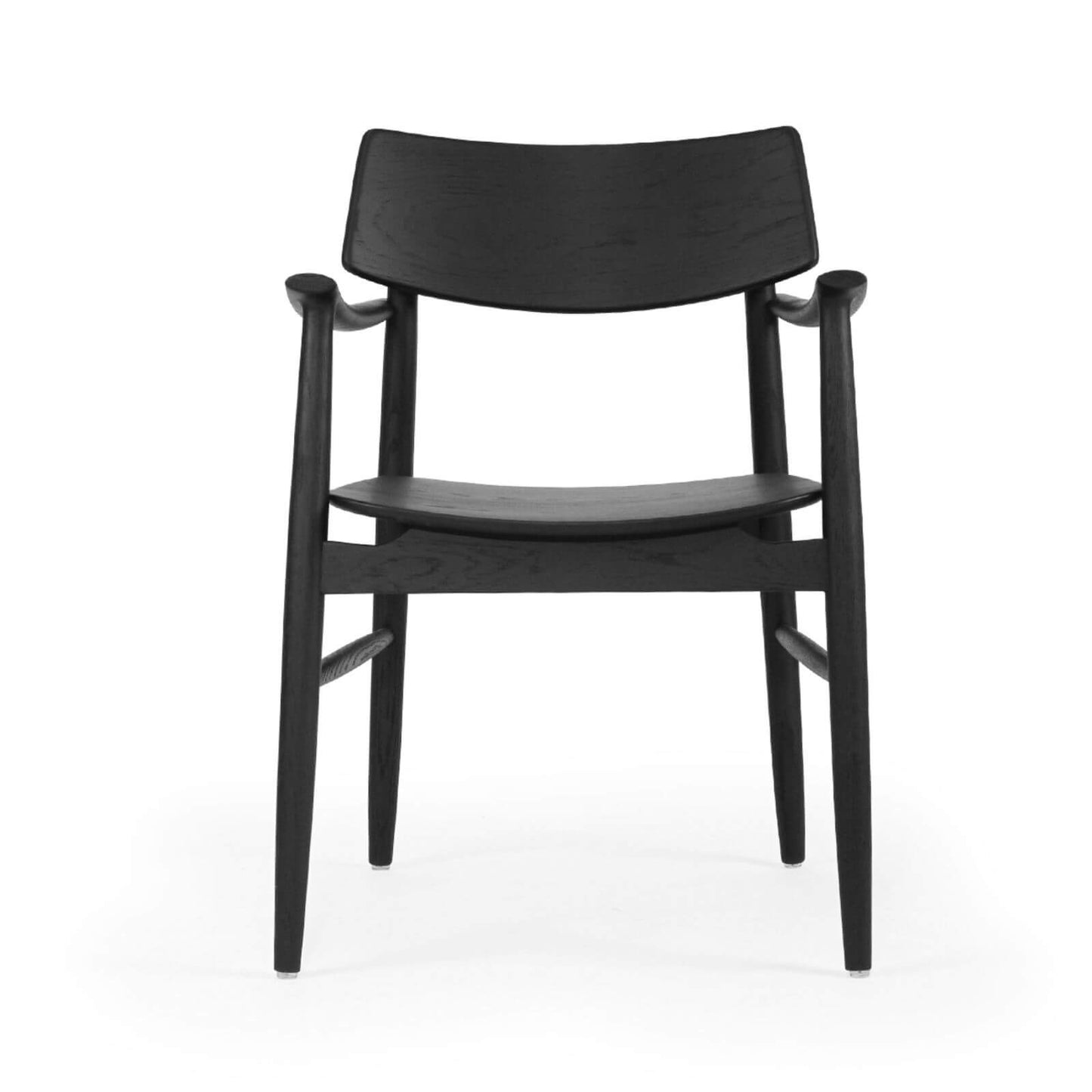 Hann | Scandinavian Coastal Natural Walnut Black Wooden Dining Chairs With Arms | Black