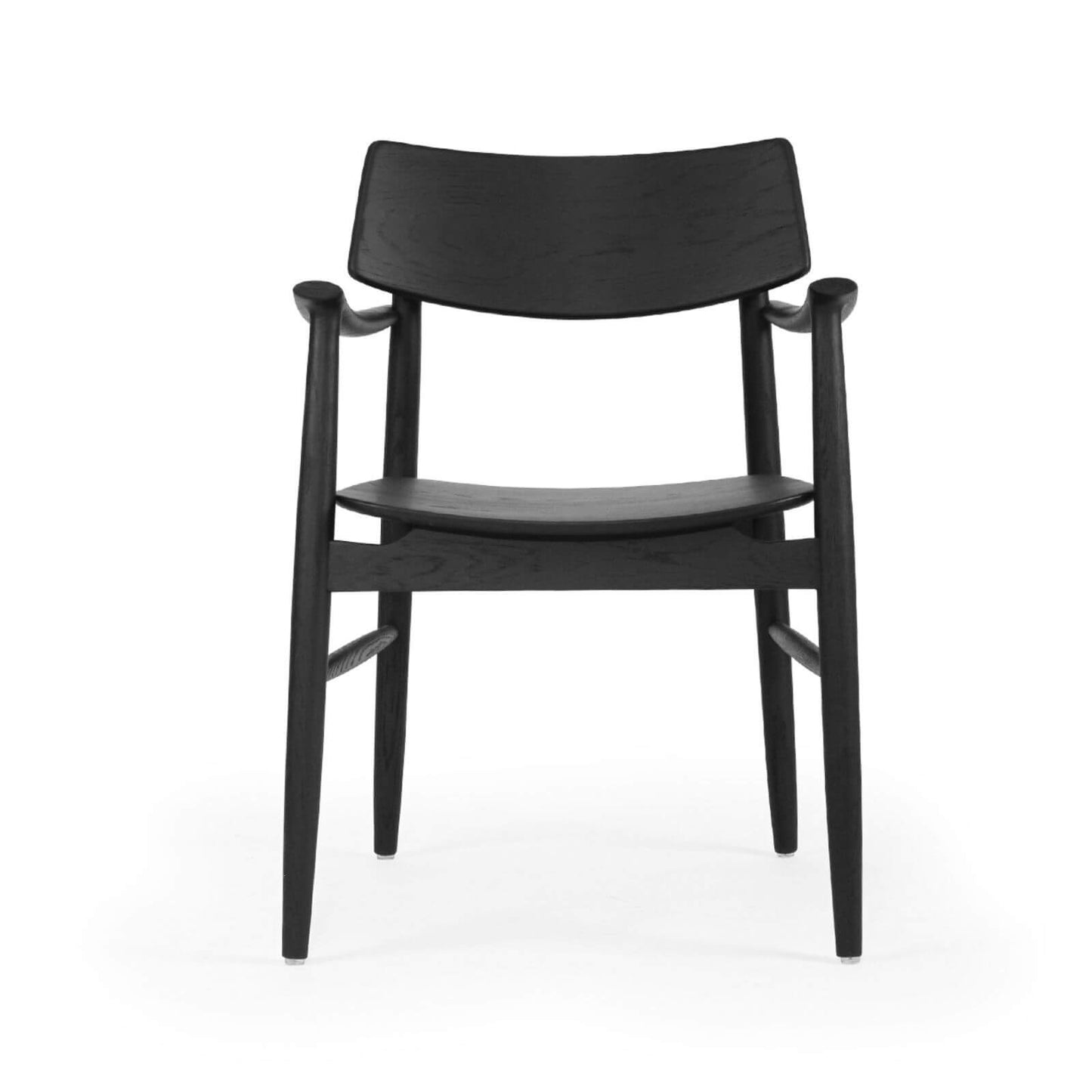 Hann | Scandinavian Coastal Natural Walnut Black Wooden Dining Chairs With Arms | Black
