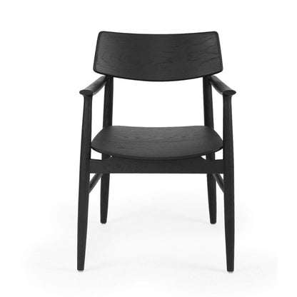 Hann | Scandinavian Coastal Natural Walnut Black Wooden Dining Chairs With Arms | Black