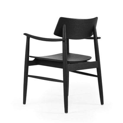 Hann | Scandinavian Coastal Natural Walnut Black Wooden Dining Chairs With Arms | Black