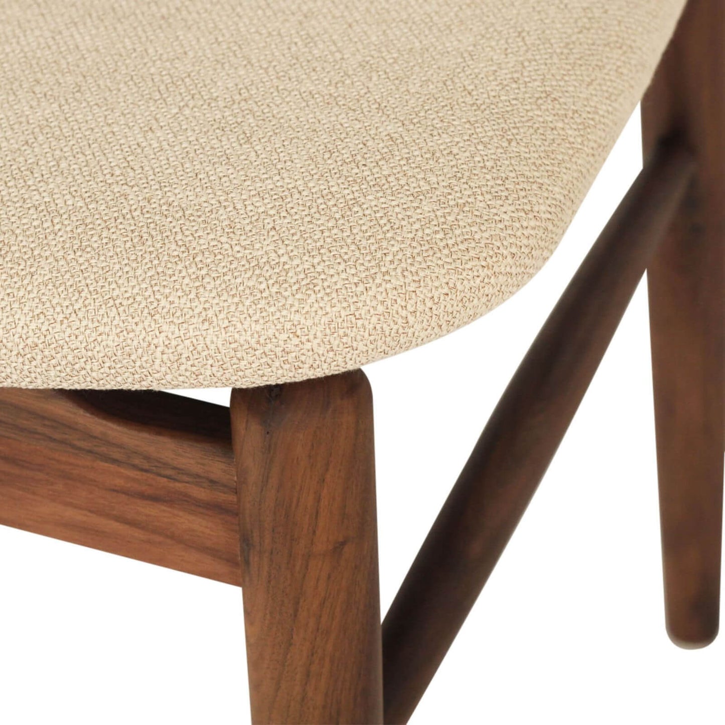 Hann | Scandinavian Coastal Fabric Natural Walnut Wooden Dining Chairs | Walnut