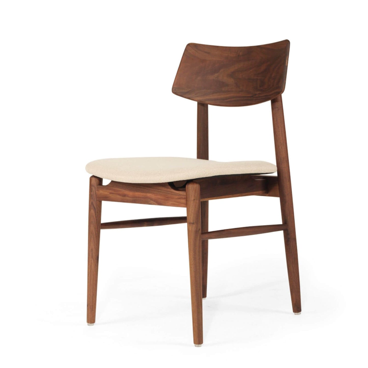 Hann | Scandinavian Coastal Fabric Natural Walnut Wooden Dining Chairs | Walnut