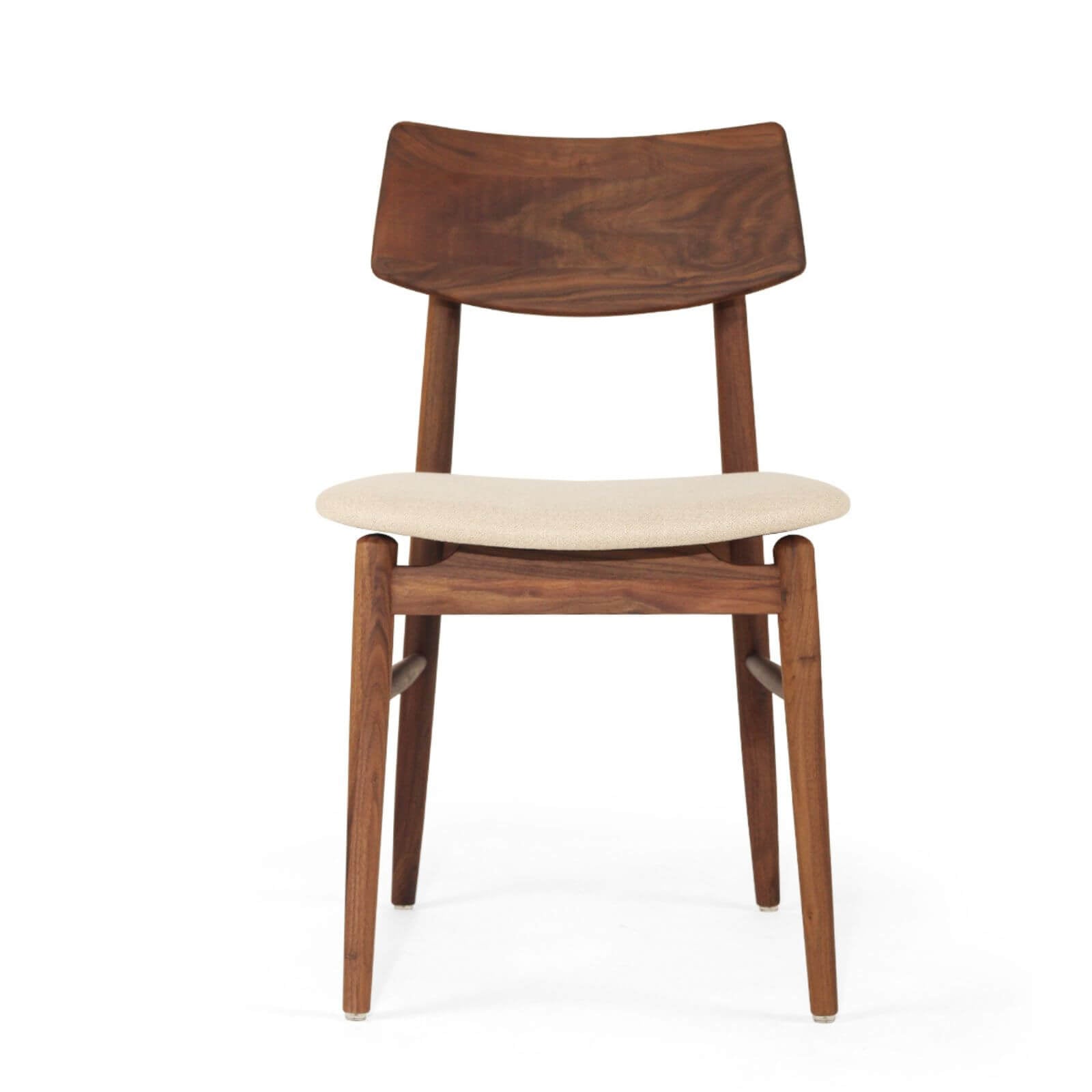 Hann | Scandinavian Coastal Fabric Natural Walnut Wooden Dining Chairs | Walnut
