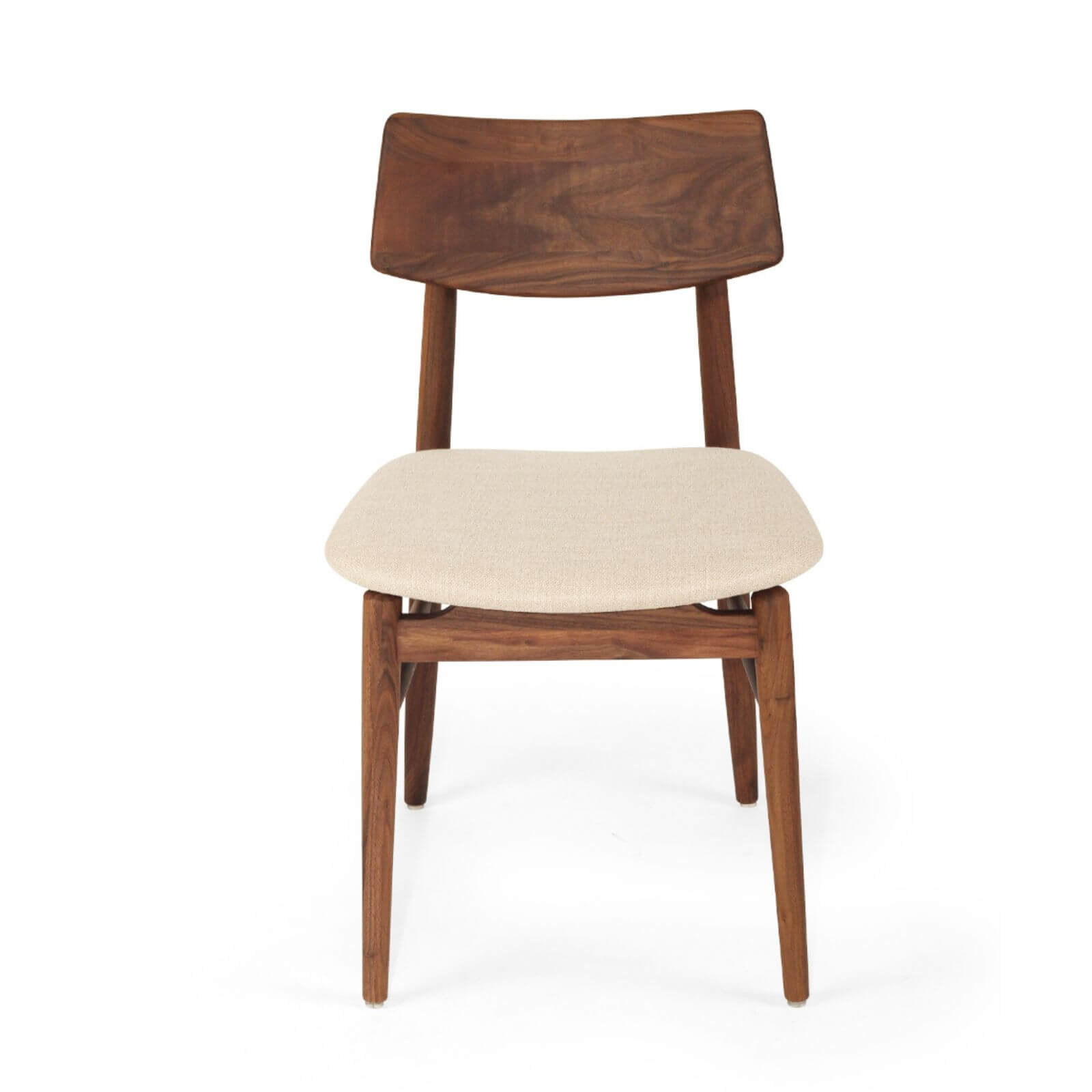 Hann | Scandinavian Coastal Fabric Natural Walnut Wooden Dining Chairs | Walnut