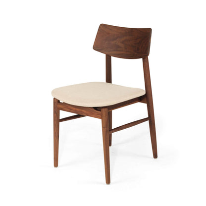 Hann | Scandinavian Coastal Fabric Natural Walnut Wooden Dining Chairs | Walnut