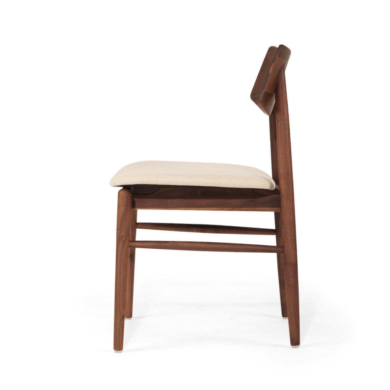 Hann | Scandinavian Coastal Fabric Natural Walnut Wooden Dining Chairs | Walnut