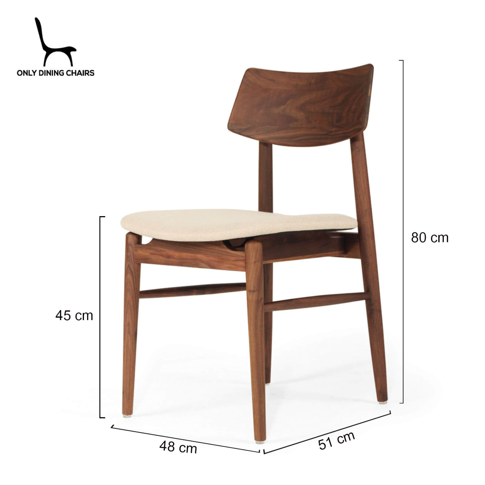 Hann | Scandinavian Coastal Fabric Natural Walnut Wooden Dining Chairs | Walnut