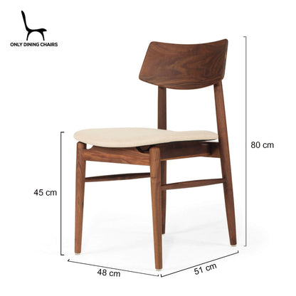 Hann | Scandinavian Coastal Fabric Natural Walnut Wooden Dining Chairs | Walnut