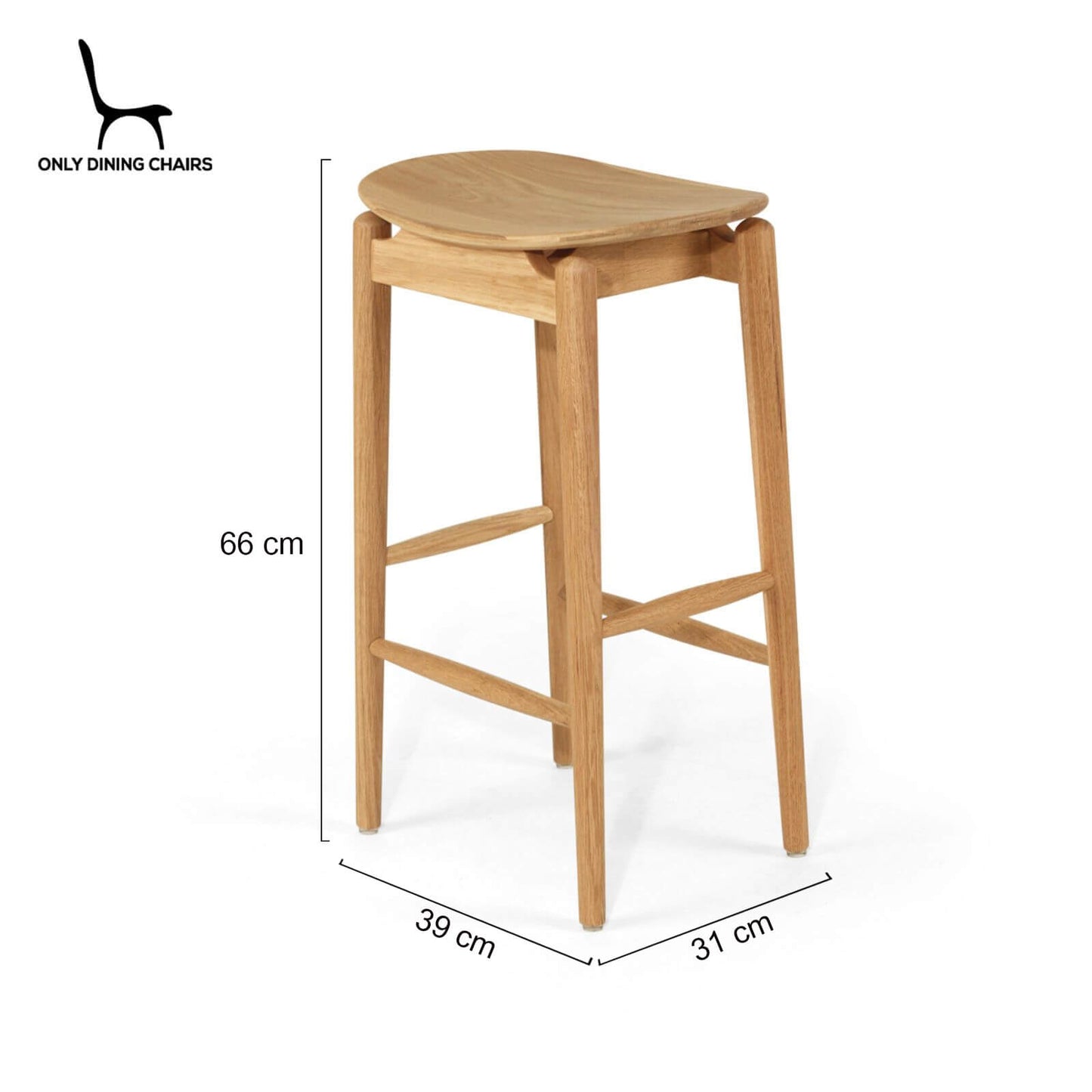 Hann | Scandinavian Coastal Natural Wooden Backless Bar Stools | Natural