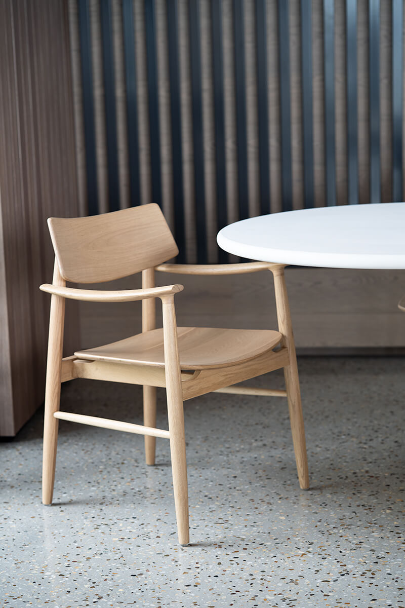 Hann | Scandinavian Coastal Natural Walnut Black Wooden Dining Chairs With Arms | Natural