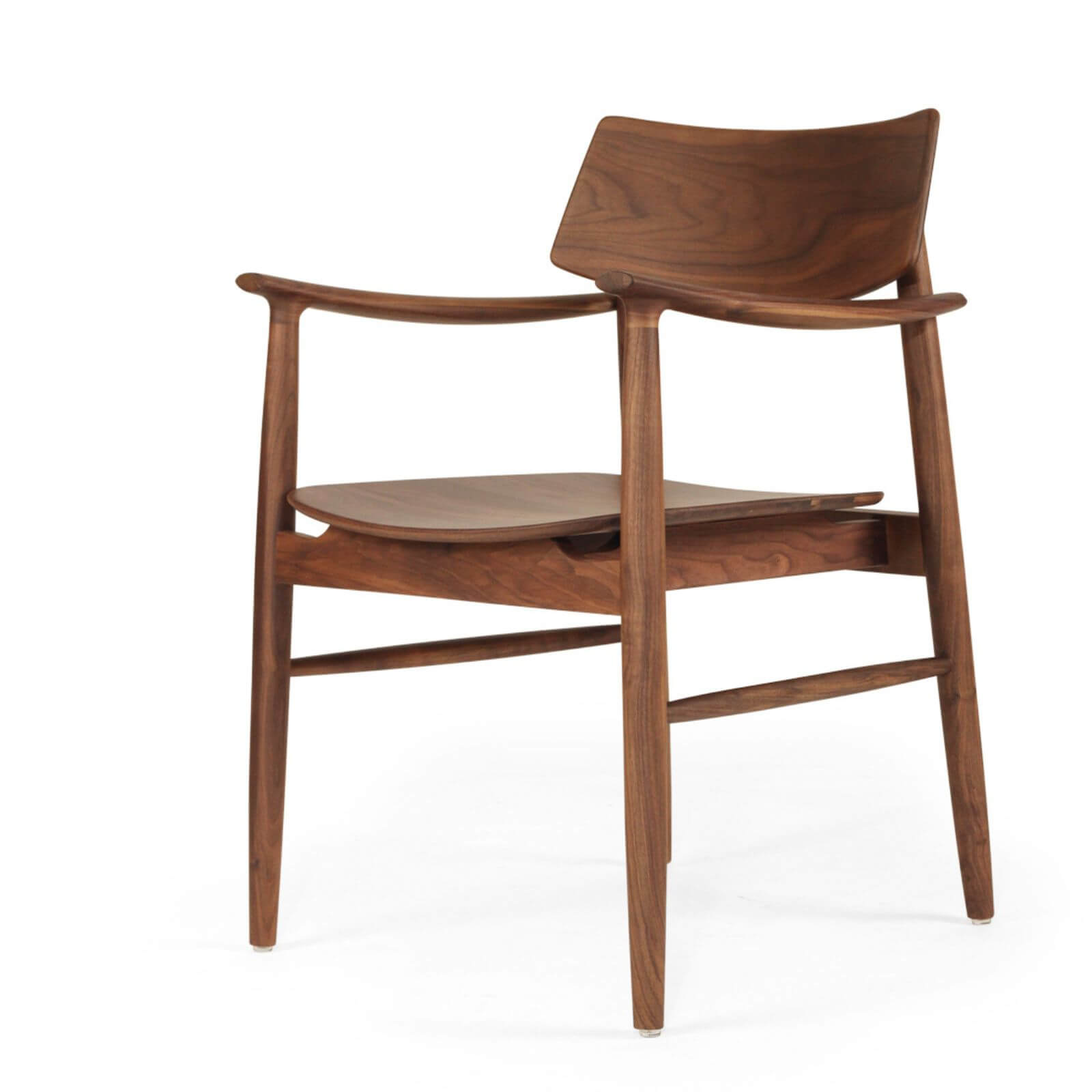 Hann | Scandinavian Coastal Natural Walnut Black Wooden Dining Chairs With Arms | Walnut