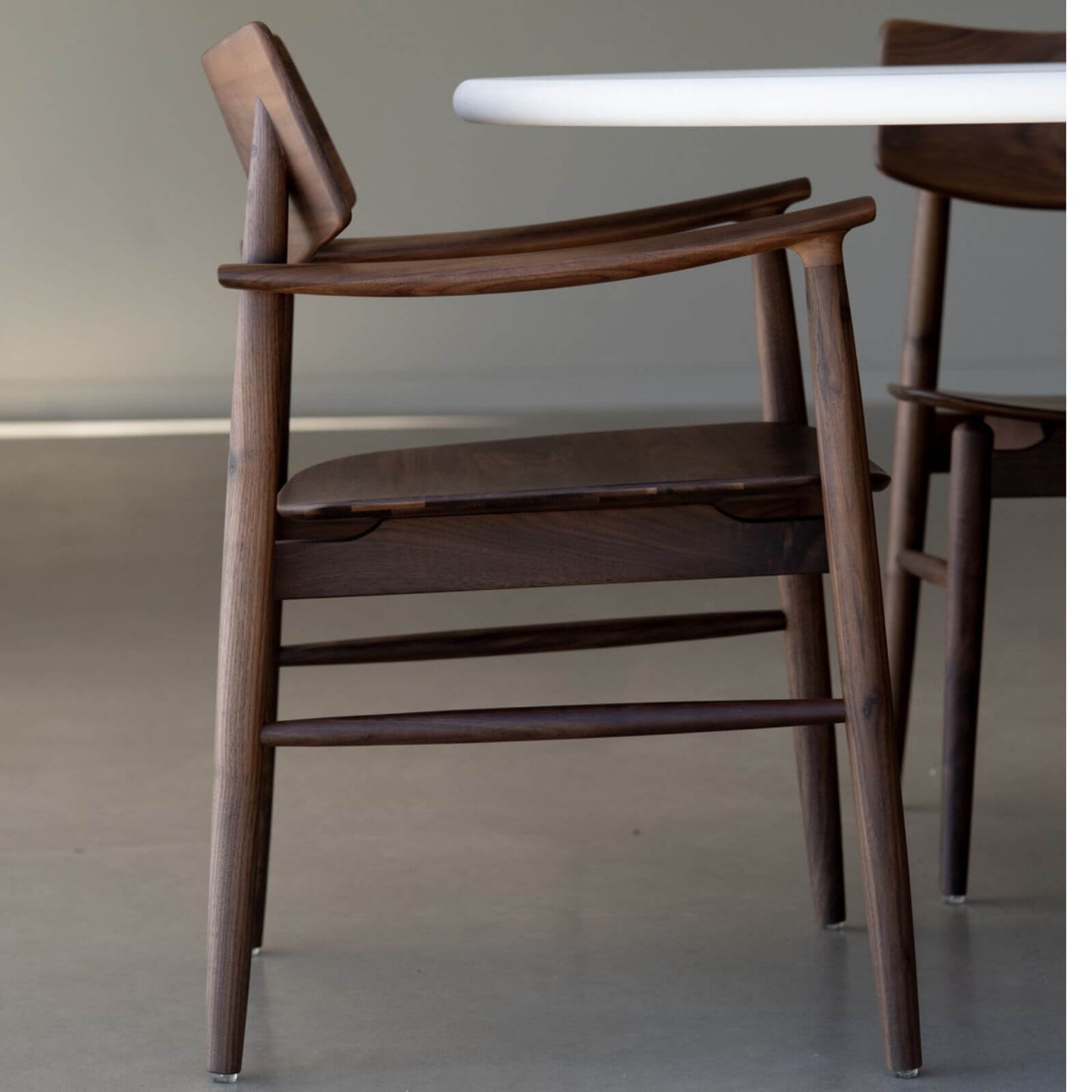 Hann | Scandinavian Coastal Natural Walnut Black Wooden Dining Chairs With Arms | Walnut