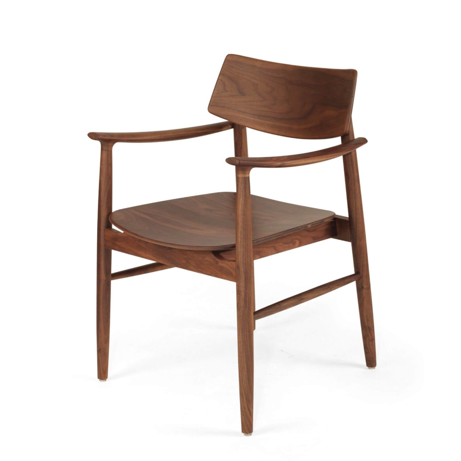 Hann | Scandinavian Coastal Natural Walnut Black Wooden Dining Chairs With Arms | Walnut