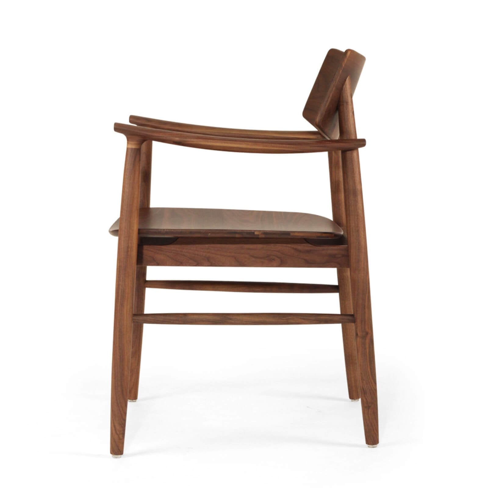 Hann | Scandinavian Coastal Natural Walnut Black Wooden Dining Chairs With Arms | Walnut