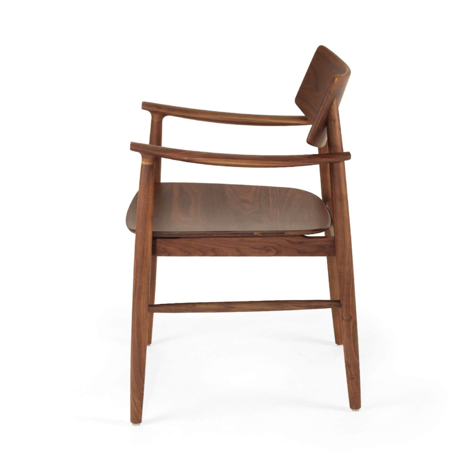 Hann | Scandinavian Coastal Natural Walnut Black Wooden Dining Chairs With Arms | Walnut