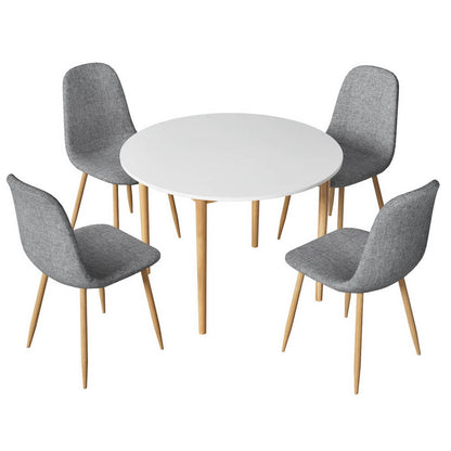 Hansen Cobberas | Modern Grey White Wooden Round Dining Table Set | White