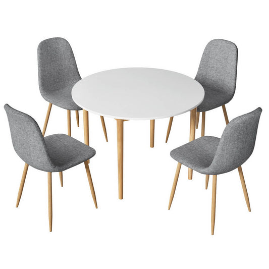 Hansen Cobberas | Modern Grey White Wooden Round Dining Table Set | White