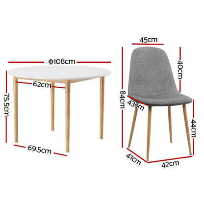 Hansen Cobberas | Modern Grey White Wooden Round Dining Table Set | White