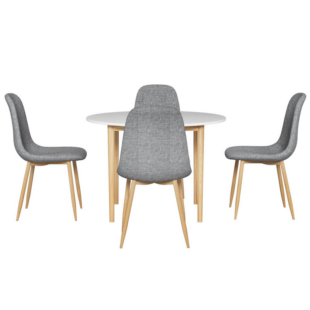 Hansen Cobberas | Modern Grey White Wooden Round Dining Table Set | White