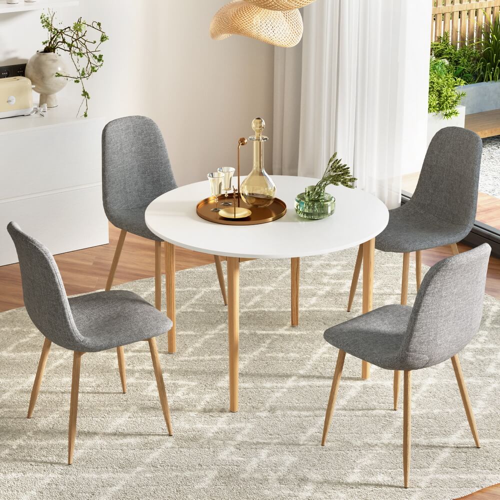 Hansen Cobberas | Modern Grey White Wooden Round Dining Table Set | White