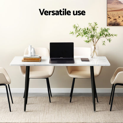 Harris | 4 – 6 Seater 1.5m Marble Effect White Black Dining Table | White