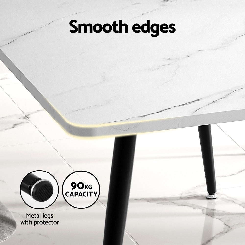 Harris | 4 – 6 Seater 1.5m Marble Effect White Black Dining Table | White