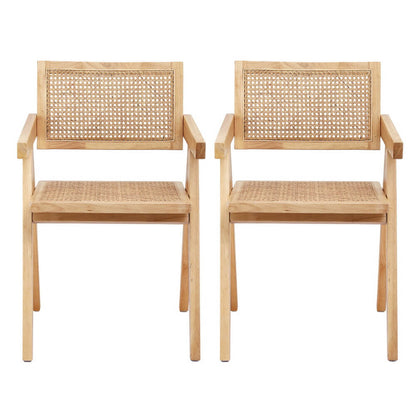 Hartley | Natural Coastal Wooden Rattan Dining Chairs | Set Of 2 | Natural