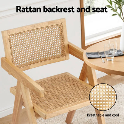 Hartley | Natural Coastal Wooden Rattan Dining Chairs | Set Of 2 | Natural