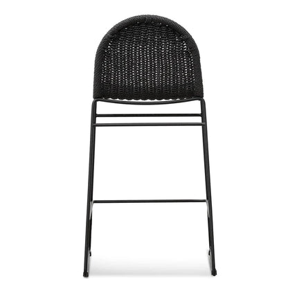 Havana | Coastal Metal Natural Rattan Bar Stools | Set Of 2 | Black