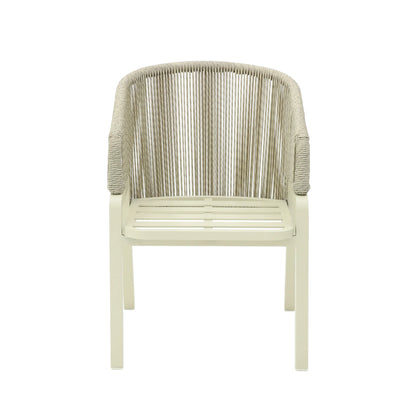 Haven | Coastal Grey Fabric Natural Rattan Outdoor Dining Chairs With Arms | Set Of 2 | Grey