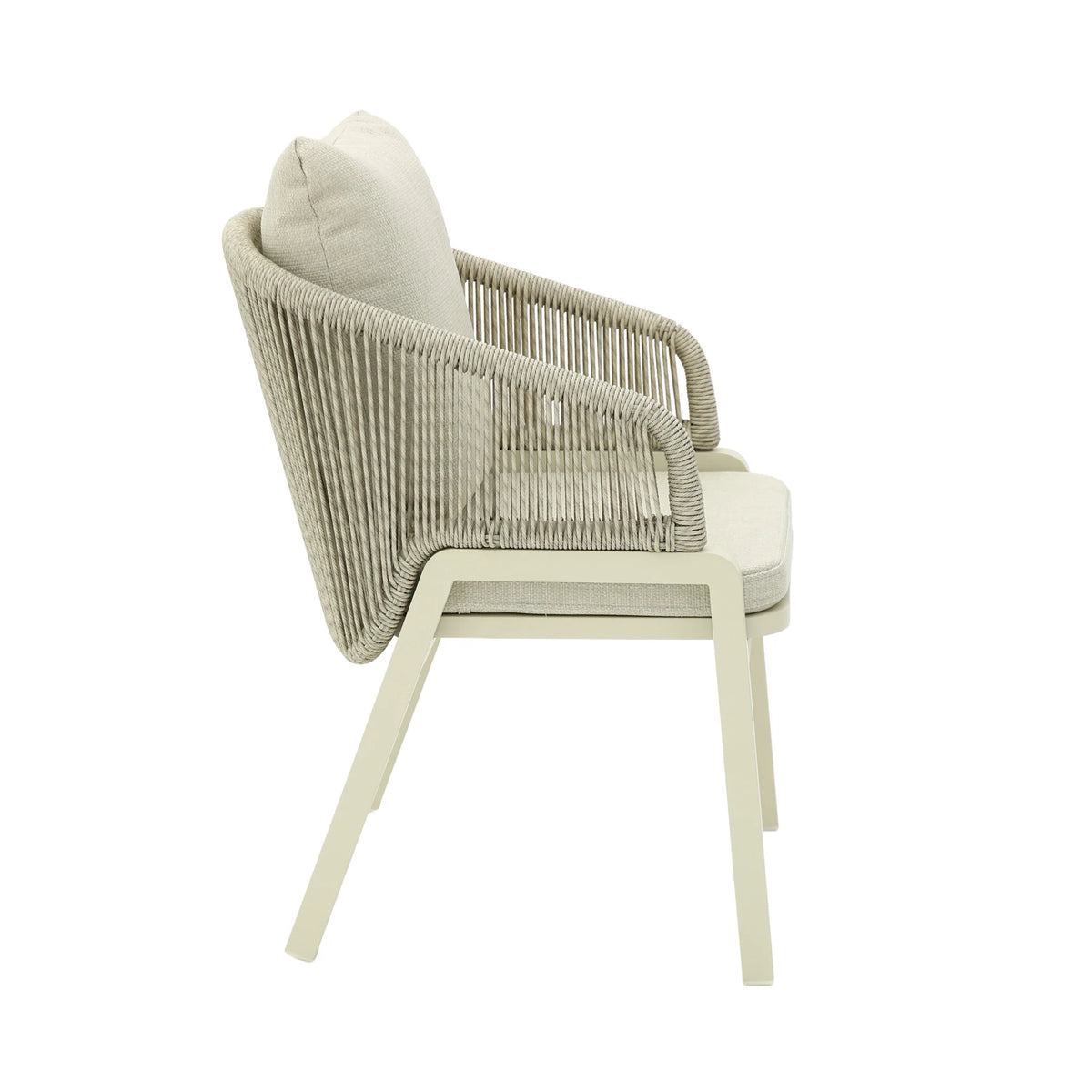 Haven | Coastal Grey Fabric Natural Rattan Outdoor Dining Chairs With Arms | Set Of 2