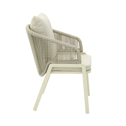 Haven | Coastal Grey Fabric Natural Rattan Outdoor Dining Chairs With Arms | Set Of 2 | Grey