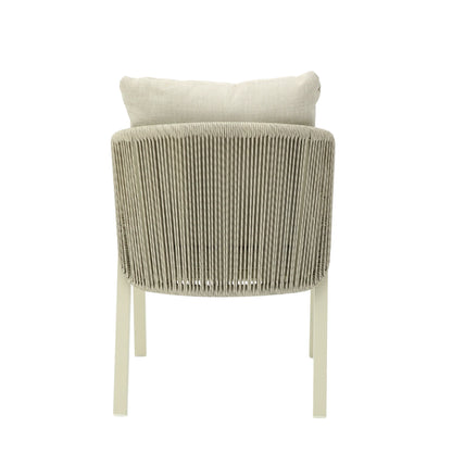 Haven | Coastal Grey Fabric Natural Rattan Outdoor Dining Chairs With Arms | Set Of 2 | Grey
