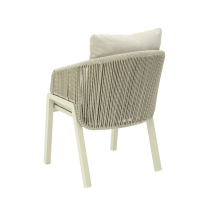 Haven | Coastal Grey Fabric Natural Rattan Outdoor Dining Chairs With Arms | Set Of 2 | Grey